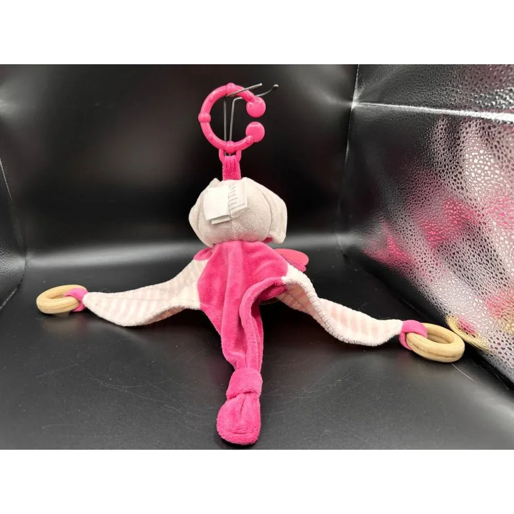 Stephan Baby Elephant Pink Plush Security Blanket Lovey Teether Rings Knot READ‎